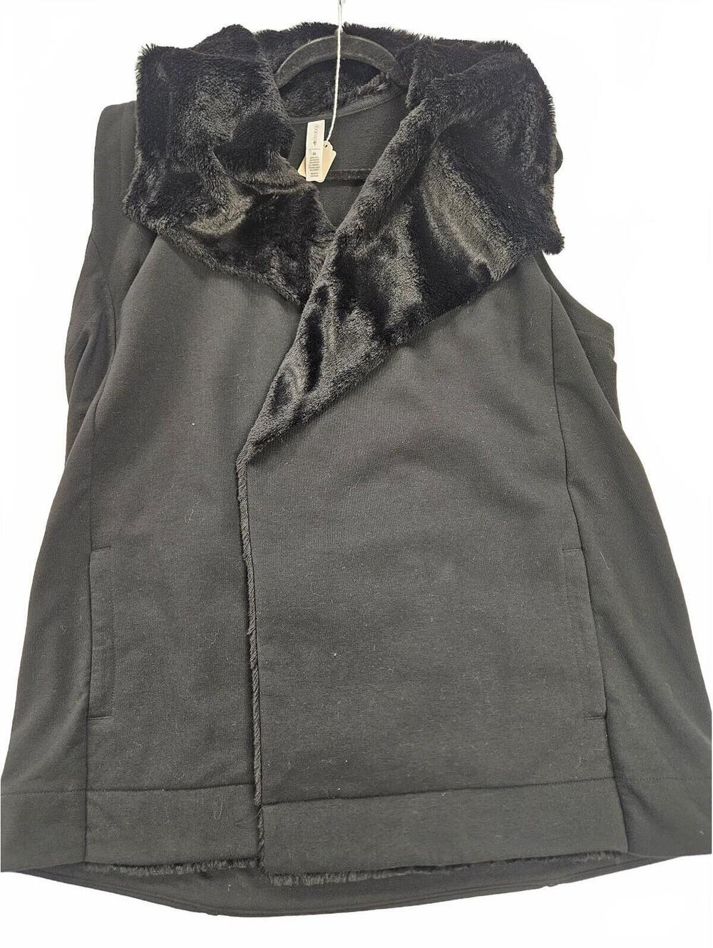 Ideology Women's Black Faux Fur Collar Vest XL